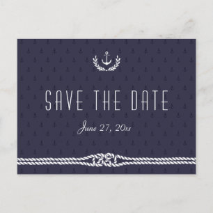 Nautische Save the Date Postkarten Blue Anchors