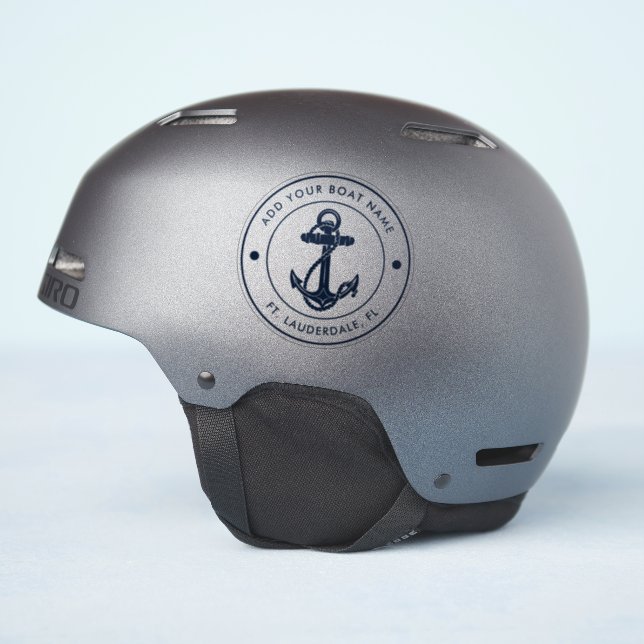 Nautische Schiffsname Navy Blue Anchor Schiff Cust Aufkleber (Helmseite)