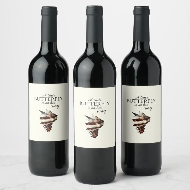 Nautische Schmetterlinge unter der Muschel Weinetikett (Flaschen)