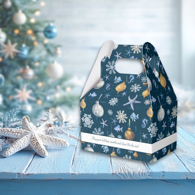 Nautische Schneeflocken und Küstenelemente Geschenkschachtel (Nautical Snowflakes & Coastal Elements Favor Boxes)