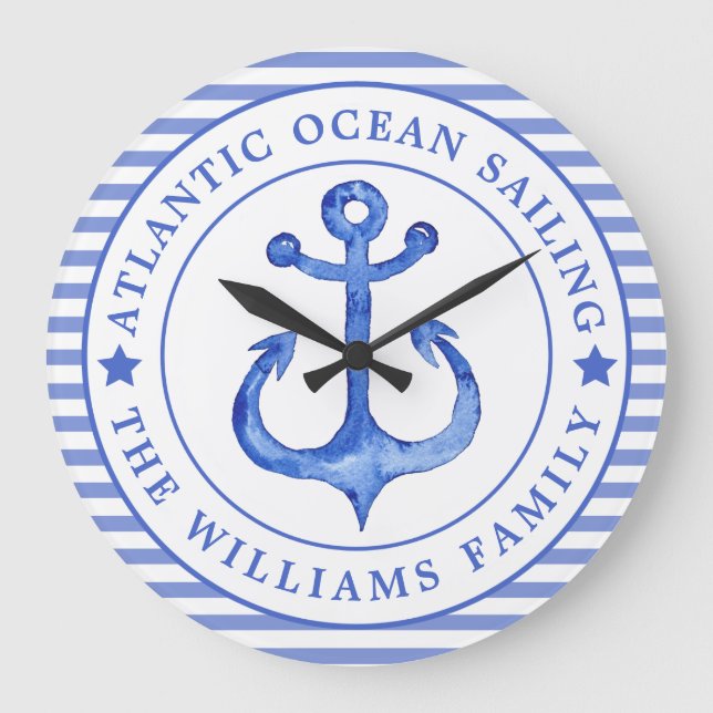 Nautische Seeschifffahrt Personalisiert Große Wanduhr (Vorderseite)