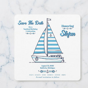 Nautische Segelboot Strandhütte Streifen Geburtsta Save The Date