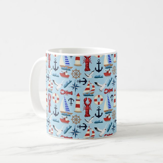 Nautische Segelboote Kaffeetasse (Vorderseite Links)