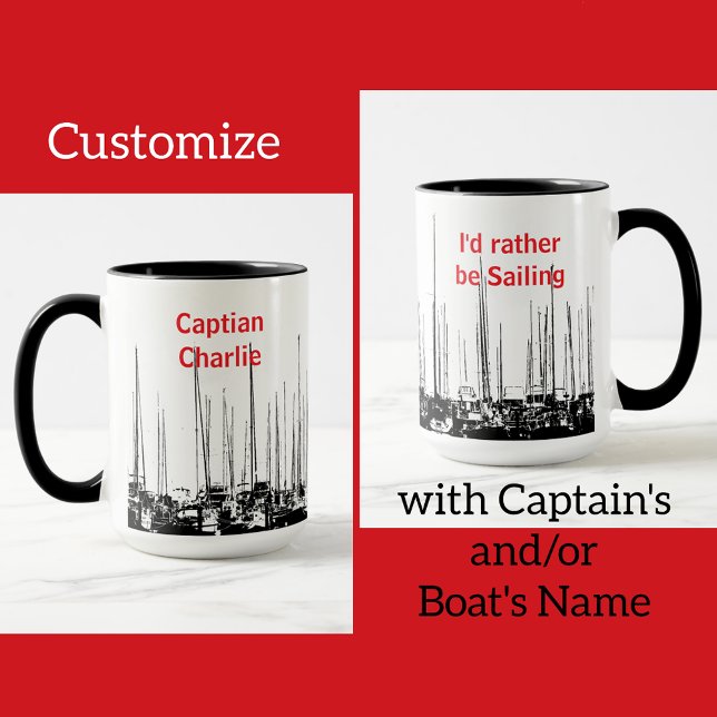 Nautische Segelboote Personalisiert schwarz und we Tasse (Von Creator hochgeladen)