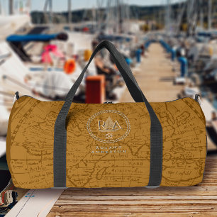 Nautische Seil-Monogramm-Karte Braun Duffle Bag