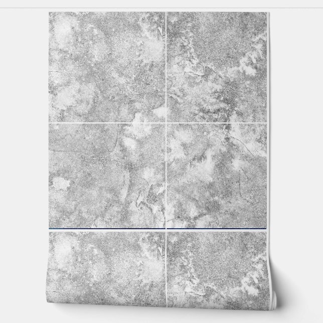 Nautische silbergraue Aquarelltöne Imitate Tiles Tapete (Abrollen)