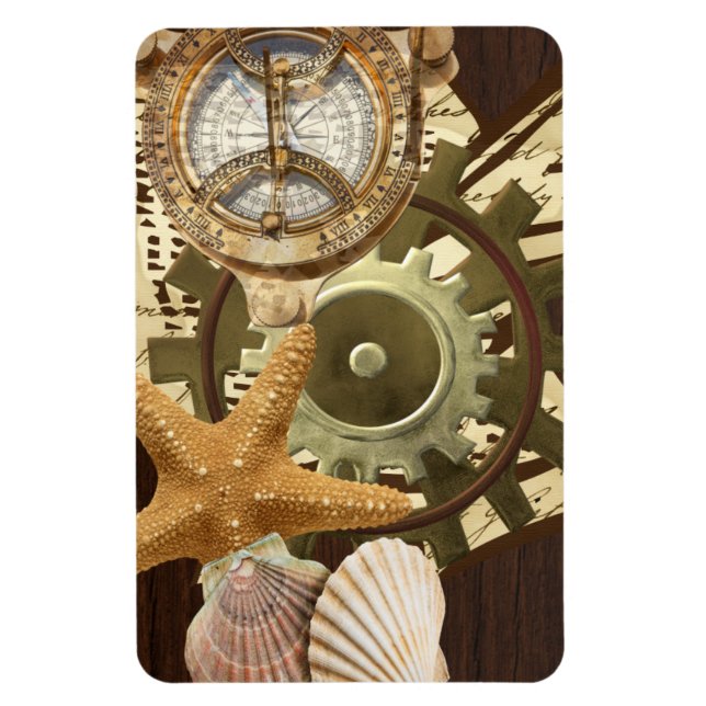 Nautische Steampunk Gears Magnet (Vertikal)