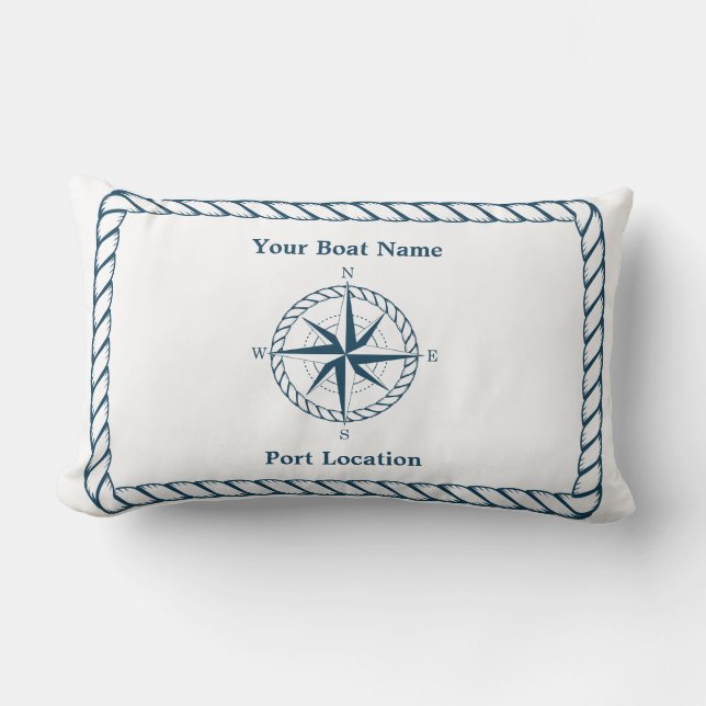 Nautische Stern Custom Boat Name Pillow Lendenkissen (Vorderseite)