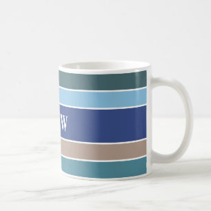 Nautische Streifen, benutzerdefinierte Monogramm-T Kaffeetasse