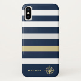 Nautische Streifen-Kompassmonogramm Case-Mate iPhone Hülle