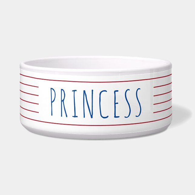 Nautische Streifen mit rotem weißem blauem Pet Napf (Vorderseite)