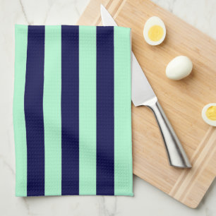 Nautische Streifen Navy Blue und Minze Green Geschirrtuch