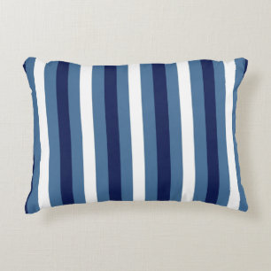 Nautische Streifen Navy Smokey Blau Crisp Weiß Dekokissen