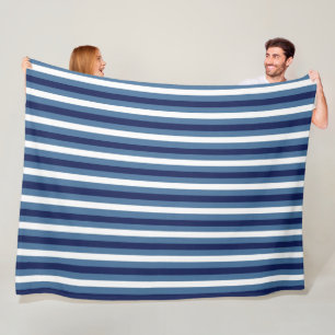 Nautische Streifen Navy Smokey Blau Crisp Weiß Fleecedecke