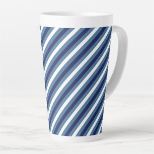 Nautische Streifen Navy Smokey Blau Crisp Weiß Milchtasse