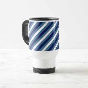 Nautische Streifen Navy Smokey Blau Crisp Weiß Reisebecher