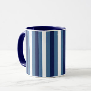 Nautische Streifen Navy Smokey Blau Crisp Weiß Tasse