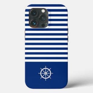 Nautische Streifen+Schiffe Rad blau+weiß Case-Mate iPhone Hülle