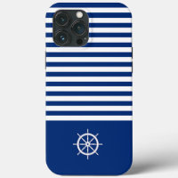 Nautische Streifen+Schiffe Rad blau+weiß