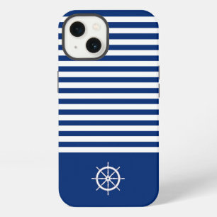 Nautische Streifen+Schiffe Rad blau+weiß iPhone 13 Hülle