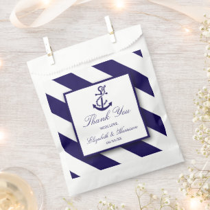 Nautische Streifen und Hochzeit des Navy Blue Anch Geschenktütchen