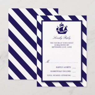 Nautische Streifen und Hochzeit eines blauen Schif RSVP Karte