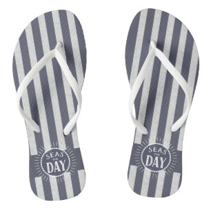 Nautische Streifen und 'Nutze den Tag'-Sonnenstrah Flip Flops