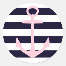 Nautische Streifen und rosa Anker