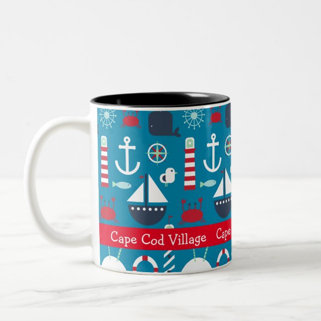 Nautische Symbole Souvenir-Kaffee-Tasse Zweifarbige Tasse (Links)