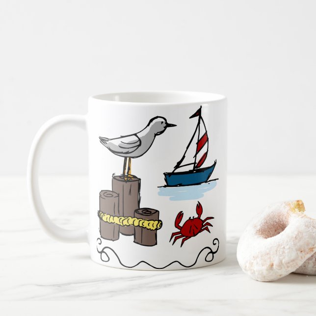 Nautische Szene Kaffeetasse (Mit Donut)