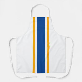 Nautische, tiefblau-gelbe Streifen auf weiß Schürze