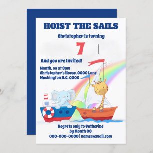 Nautische Tiere Segelschiffe JEDES ALTER Kinder Pa Einladung