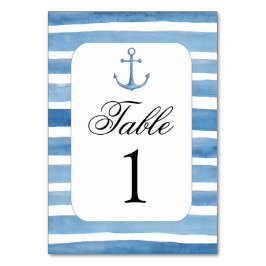 Nautische Tischnummer. Hochzeit am Strand. Blaue Z Tischnummer