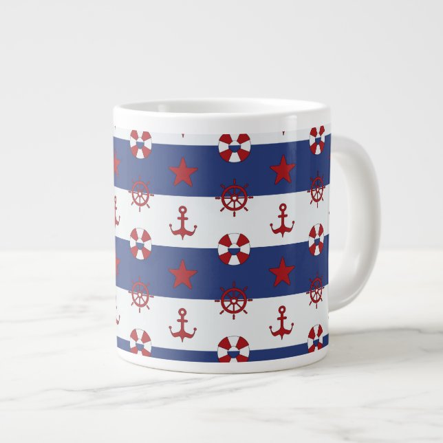 Nautische US Flagge Jumbo-Tasse (Vorderseite Rechts)