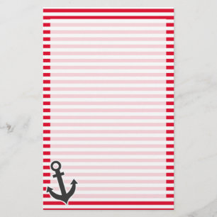 Nautische Verankerung; Cadmium-rote Streifen; Stre Briefpapier