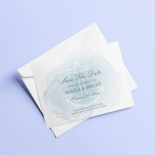 Nautische Verankerung der Wasserfarbe Save the Dat Ankündigungspostkarte