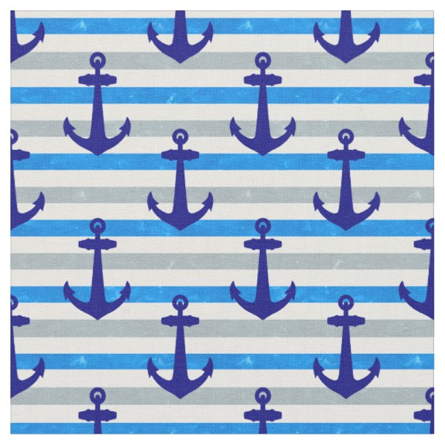 Nautische Verankerung mit blauen Streifen Stoff (Nahaufnahme)