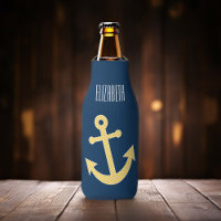 Nautische Verankerung mit Zickzack Navy-Yellow-Mus