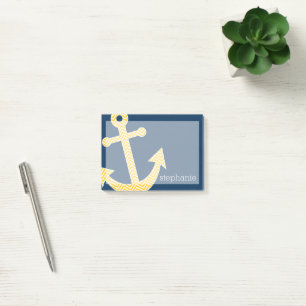 Nautische Verankerung mit Zickzack Navy-Yellow-Mus Post-it Klebezettel