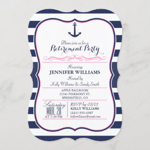 Nautische Verankerung; Navy & Pink Rente Party Einladung