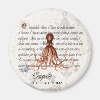 Nautische Vintage Octopus-Illustration und Typogra Magnet