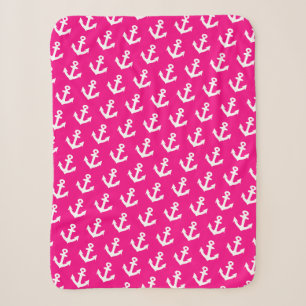 Nautische Vintage Referenzzeichen auf Neonrosa Sherpadecke