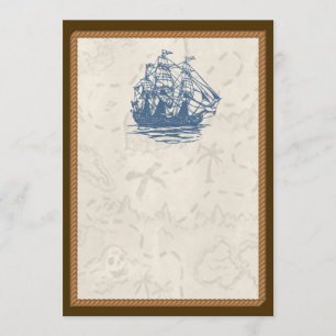 Nautische Vintage-Schatzkarte-Einladung Einladung