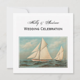 Nautische Vintage-Yachten beim Rennen #1 Hochzeit Einladung