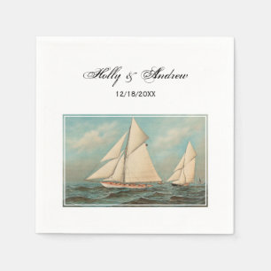Nautische Vintage-Yachten beim Rennen #1 Serviette