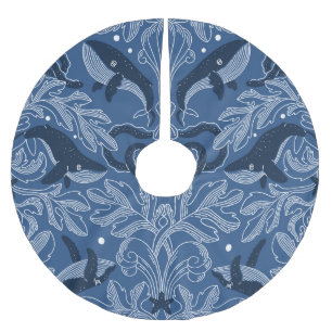 Nautische Wale, feuchte Textur Muster. Polyester Weihnachtsbaumdecke
