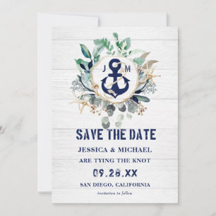 Nautische Wasserfarbenfrohe Anker Marine Creative Save The Date