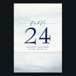 Nautische Wasserfarbenozeanische Navy Blue Tischnu Tischnummer<br><div class="desc">Wenn es um Hochzeitskunst geht,  kann man sich für einen zauberhaften Abend oder ein komplettes Hochzeitswochenende am Meer entscheiden. Set den Ton Ihrer Hochzeit am Meer mit diesem ozeanisch inspiriert Design mit einem Aquarellfarbenhintergrund.</div>