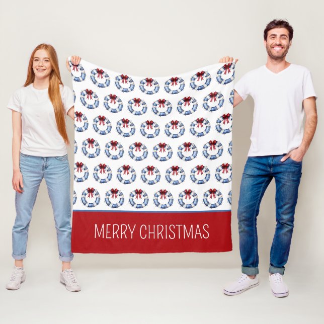 Nautische Weihnachtsbehältnisse mit Bögen Fleecedecke (Beispiel)