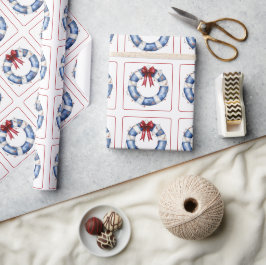 Nautische Weihnachtsreserve mit Bow Geschenkpapier